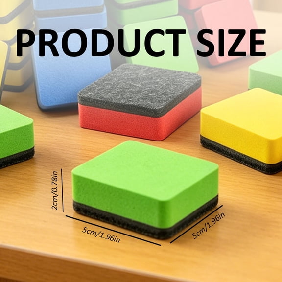 Whiteboard Eraser, Magnetic Dry Erase Erasers, 2 x 2 Inches Reusable Board Wipe, 2Pcs Mini Square Chalkboard Cleaner with Felt, Strong Magnet Small Board Wipe for Office Home Whiteboard, Blue