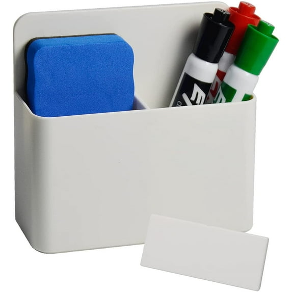 Whiteboard Marker Holder,Tutuviw Magnetic Dry Erase Marker Holder, Magnet Pen Holder, Magnetic Marker Holder for Fridge, Whiteboard, Locker, Office, Home, Magnetic Cup, 1 Pack, White