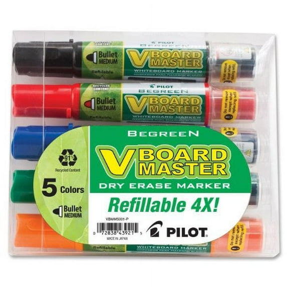 Whiteboard Marker, Refillable, Medium Bullet Pouch, Ast - 2pc