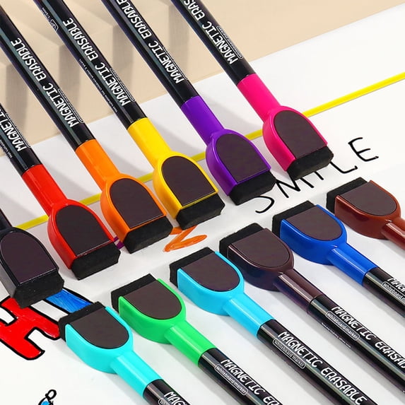 Whiteboard Markers 12 Count Colorful Fine Tip Markers With Eraser For Adults Low Odor Thin Markers For Calendar Boards（5ml）