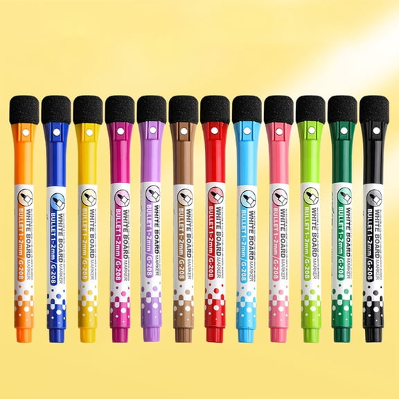 Whiteboard Markers, Rvkxad 12Pcs Erasable Magnetic Dry Erase Markers, Colorful Water-Based Low Odor Fine Tip Pens for Whiteboard Classroom Office