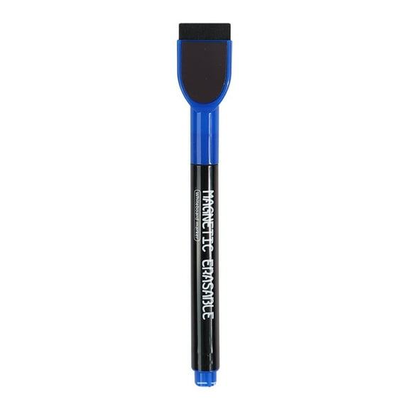 Whiteboard Markers with Eraser, Dry Erase Markers Fine Tip, Office, and Home, Low Odor Ink, Magnetic Cap for Calendar Boards, Easy to Wipe Blue