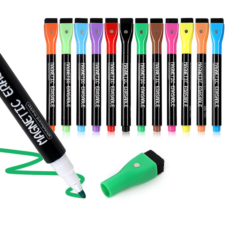 Whiteboard Pens Whiteboard Markers Erasable, 12 Colors Dry