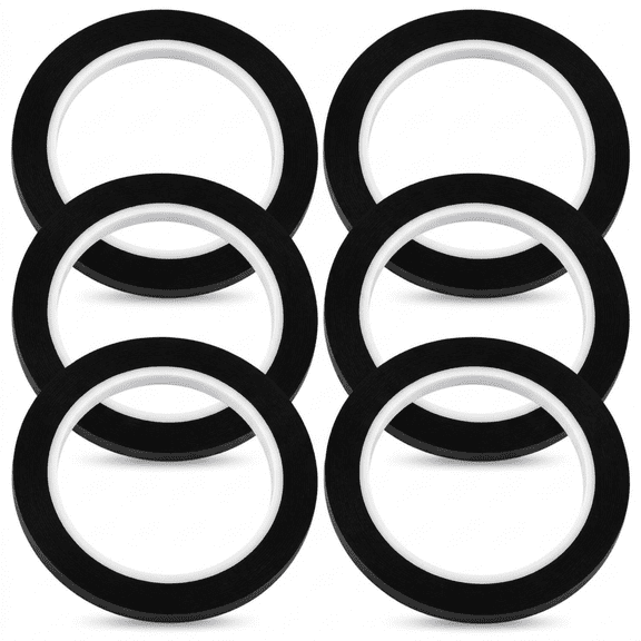 Whiteboard Pinstripe Tape, Dry Erase Grid Marking Tape, Self Adhesive Thin Lines for White Boards, Chart Drawing, Craft Projects, 1/8 Inch Width, 108 Feet per Roll, 6 Rolls, Black
