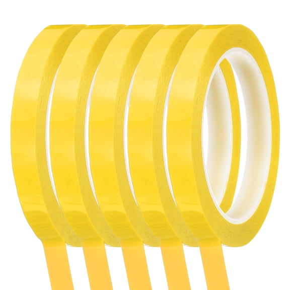 Uxcell 5Pcs Whiteboard Tape Graphic Tape 1/2" x 72 Yards Chart Line Tape Dark Yellow