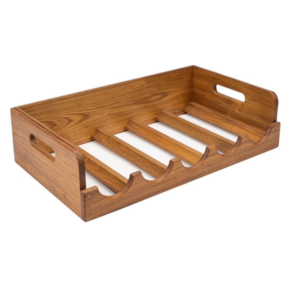 Solid Teak Wood Five-Bottle Wine Holder Tray