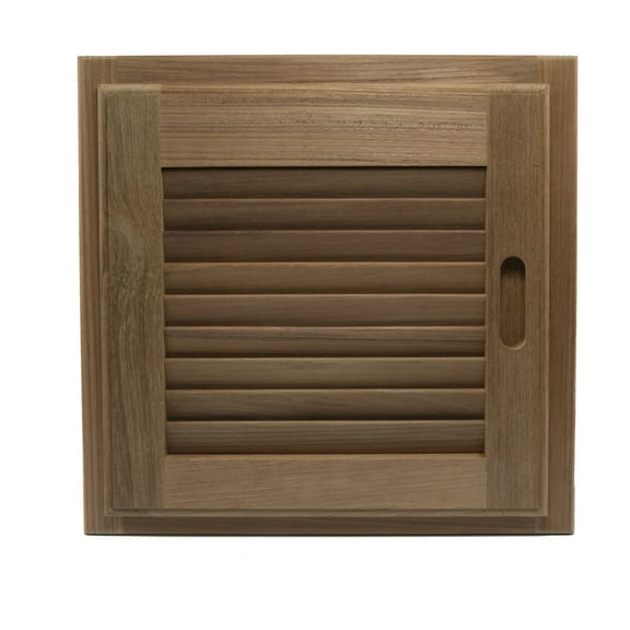 Whitecap 60723 Teak Louvered Door and Frame - 15" x 15", Left Hand Opening