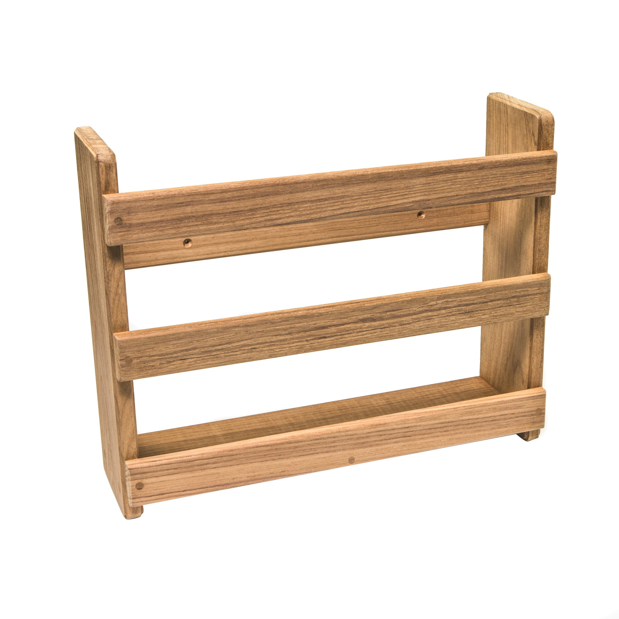 Natural Teak Wood Wall Mounted Magazine Rack