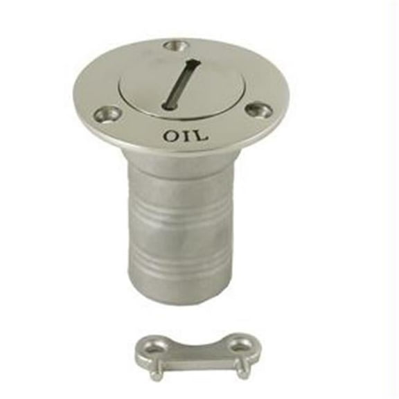 Whitecap Hose Deck Fill - 1 - 1/2 Hose - Oil -  Hose Deck Fill - Oil - 1-1/2 Hose - 90 degrees - Chain - #10 Fastener - 12.8 oz.