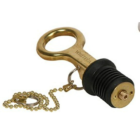 WhiteCap S-0206C Boat Drain Plug Bailer 1" Dia Alum w/8 " Chain