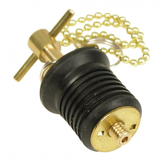 WhiteCap S-0293C Boat Drain Plug Bailer 1 " Diameter Brass w/ 8 Inch Brass Chain