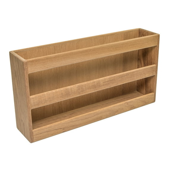 Teak Double-Wide Magazine Rack - 18-3/8" W 9-1/2" H x 4"
