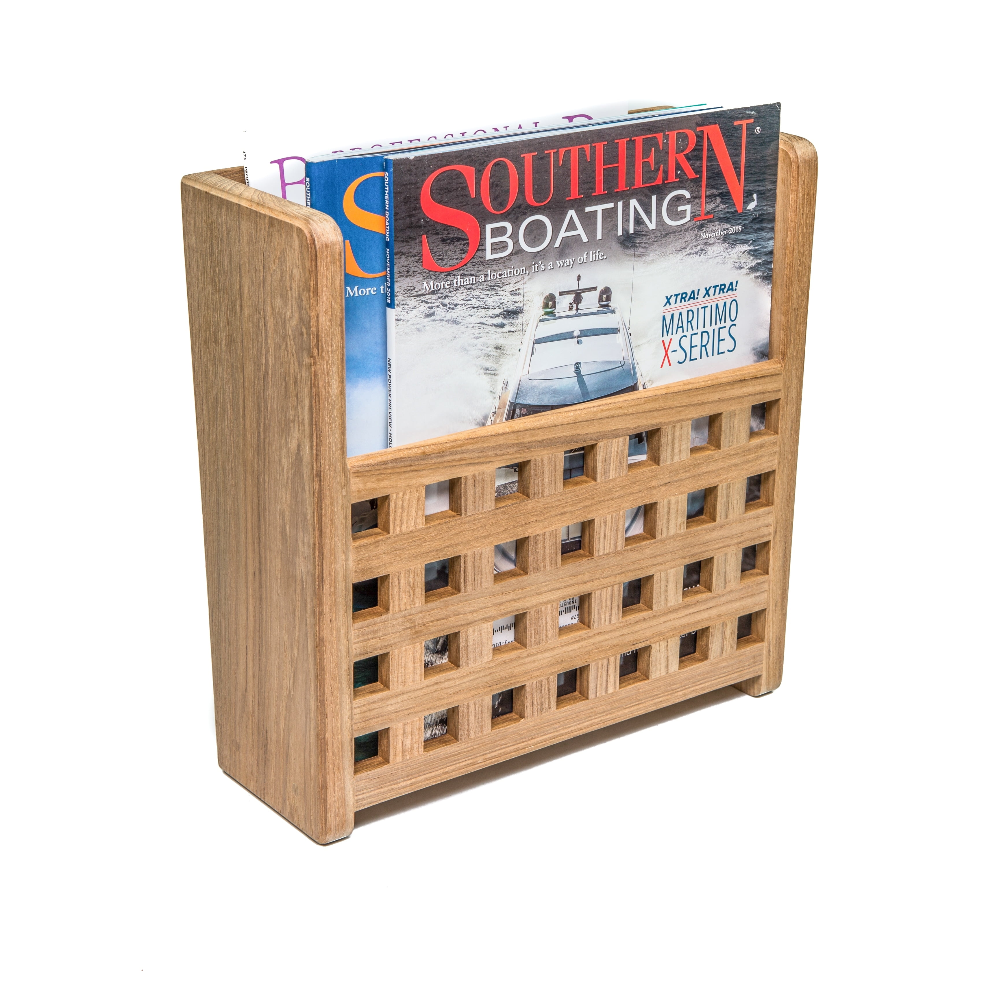 Whitecap Teak Grate Front Magazine Rack