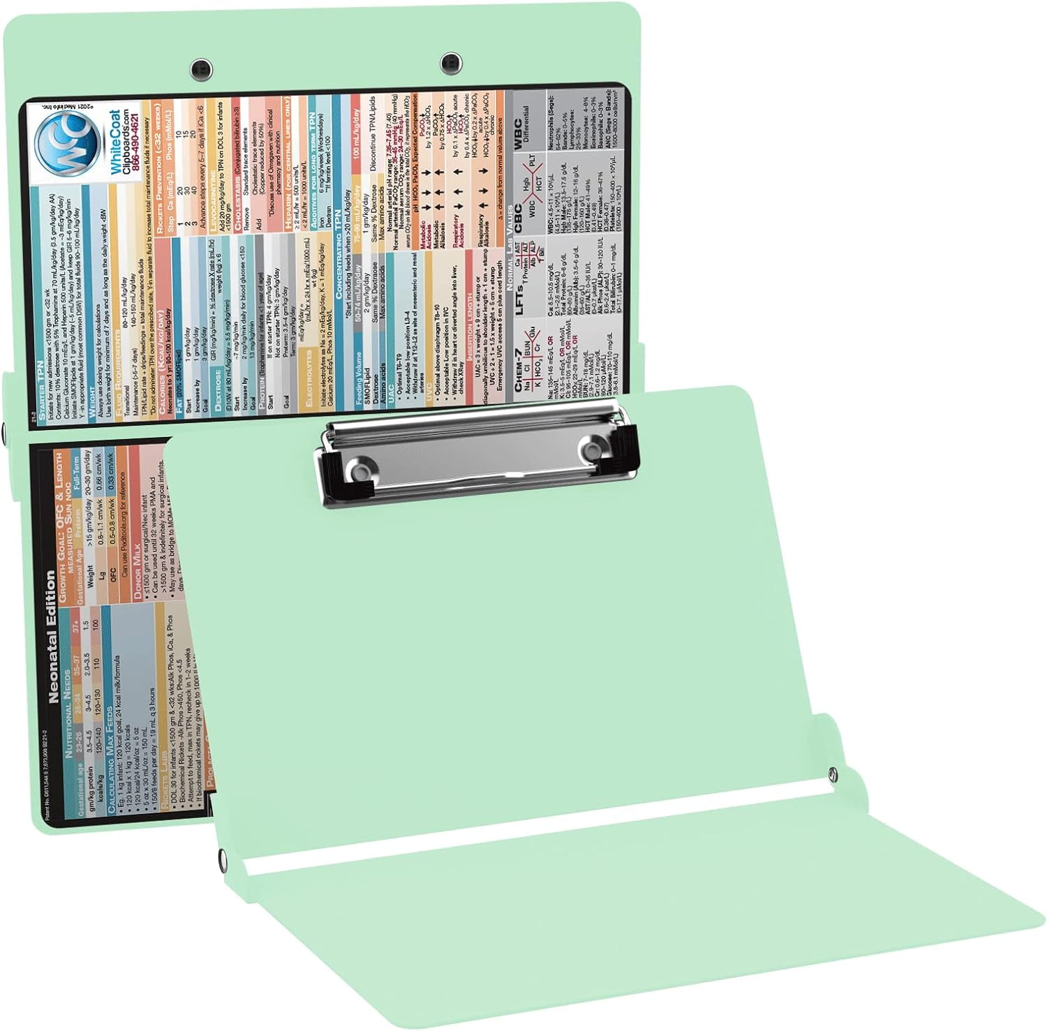 Whitecoat Clipboard Pediatric Edition - Folding Medical Reference Clipboard For Nurses & Students