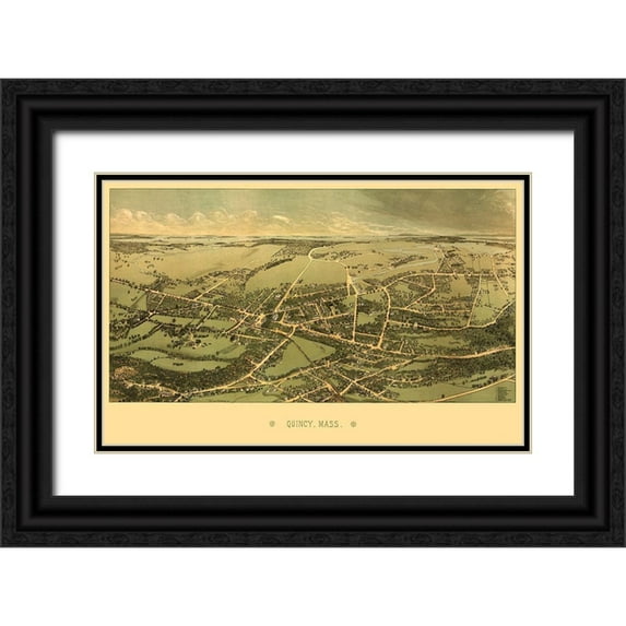 Whitefield 14x10 Black Ornate Wood Framed with Double Matting Museum Art Print Titled - Quincy Massachusetts - Whitefield 1877