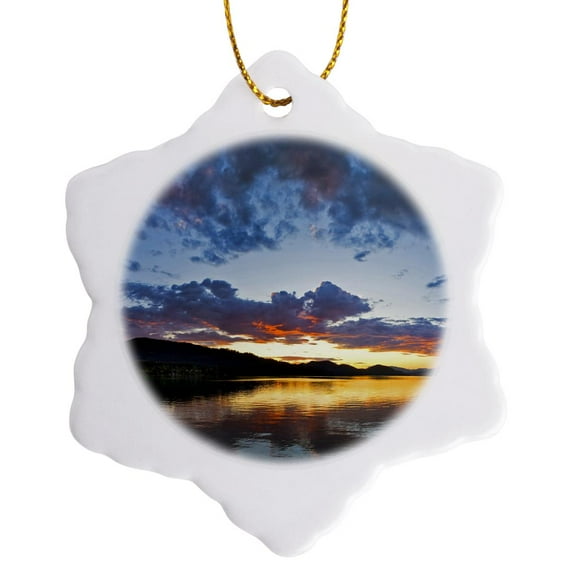 3drose, Whitefish Lake in Whitefish Montana - Us27 Cha1361 - Chuck Haney, 3 inch Snowflake Porcelain Ornament