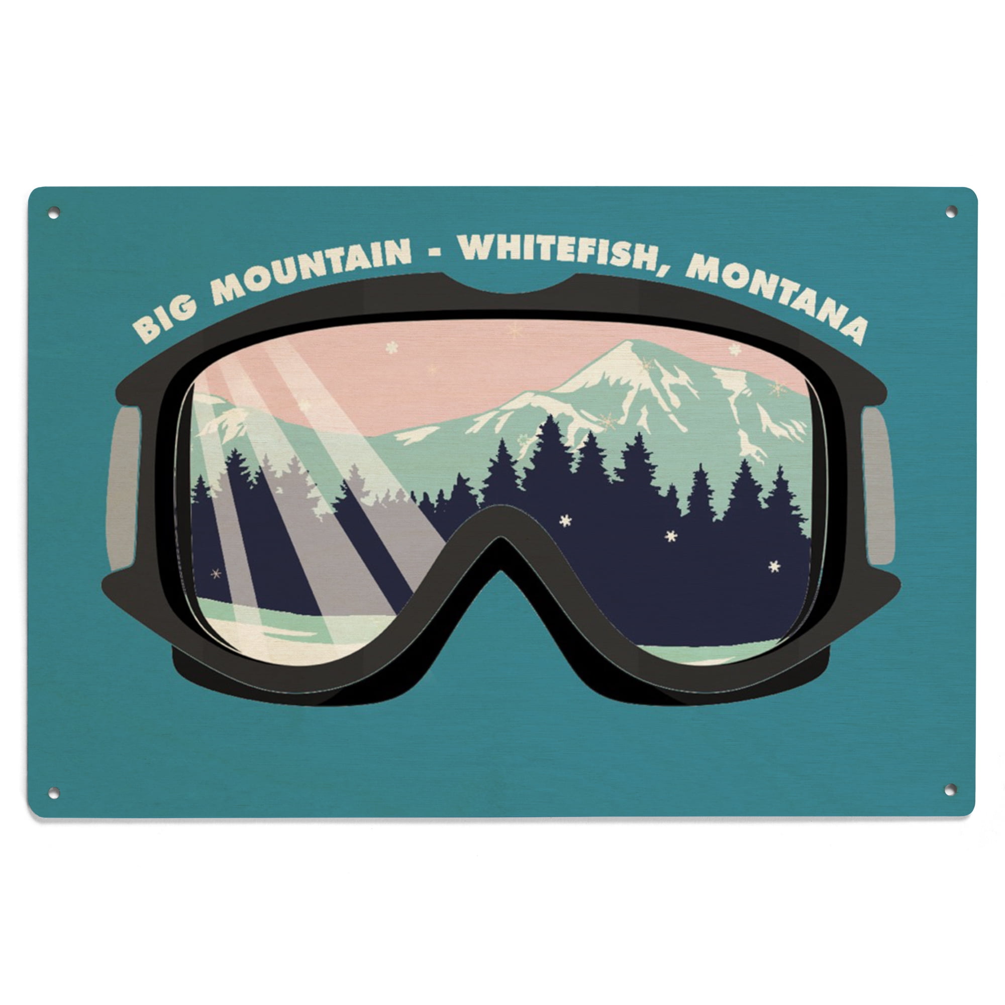 Whitefish, Montana, Big Mountain, Ski Goggles, Pink and Aqua, Contour ...