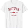thumbnail image 1 of Whitefish Montana MT Vintage Sports Design Red Print T-Shirt, 1 of 2