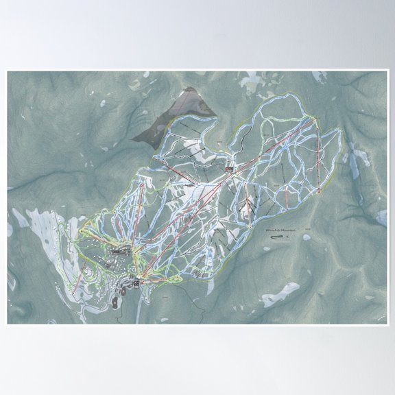 Whitefish Mountain Resort Trail Map Poster Wall Art, Modern Wall Decor, 24x36 UNFRAMED