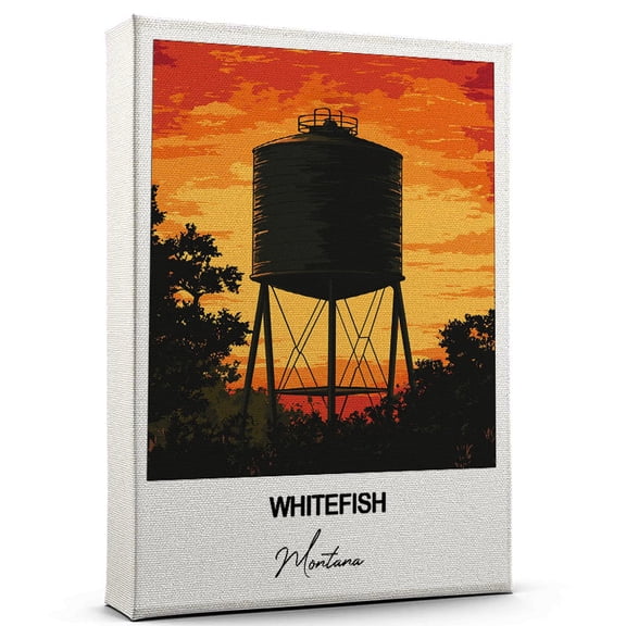 Whitefish Travel Canvas Wall Art – Beautiful Travel Decor for Bedroom, Office Montana Canvas Print – Serene and Scenic Wall Decor Gift for Travel Lovers