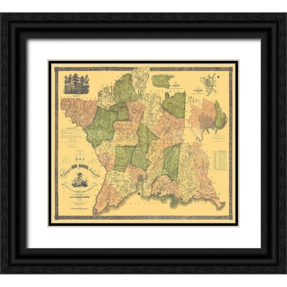 Whiteford 13x12 Black Ornate Wood Framed with Double Matting Museum Art Print Titled - New Haven Connecticut Landowner - Whiteford 1852