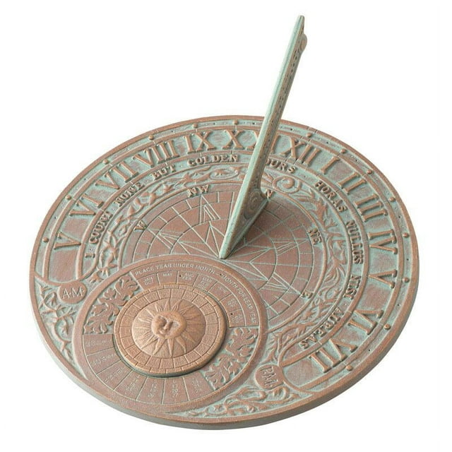 Whitehall 00166 Perpetual Calendar Sundial - Copper Verdigris