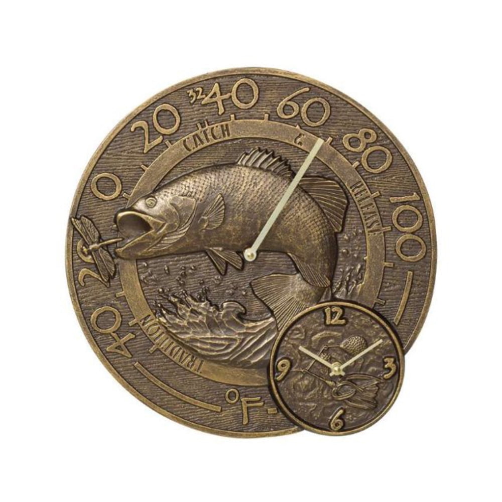 Whitehall 14" Sea Bass Indoor/Outdoor Wall Clock and Thermometer