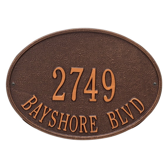 Whitehall 2923AC Hawthorne Oval - Standard Wall - Two Line in Antique Copper 14.25X10.25X0.375