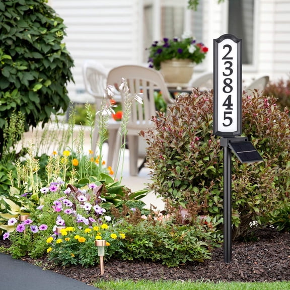 Whitehall Aurora Solar LED Double-Sided House Number Address Signs For Yard, Street & House, Holds Up To 5 Numbers, Measures - 40.5" x 4.5" x 1.25$$Garden & Patio