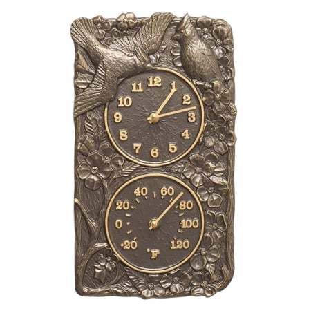 Whitehall Cardinal Clock & Thermometer, Fr. Bronze, 13.75"H
