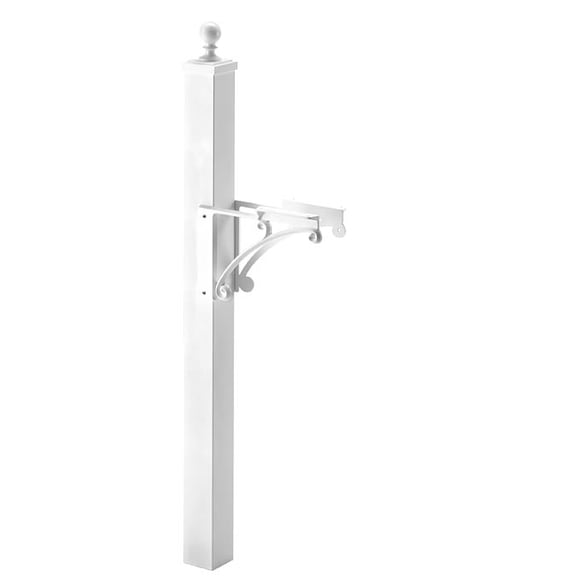 Whitehall Deluxe Mailbox Post & Brackets, White