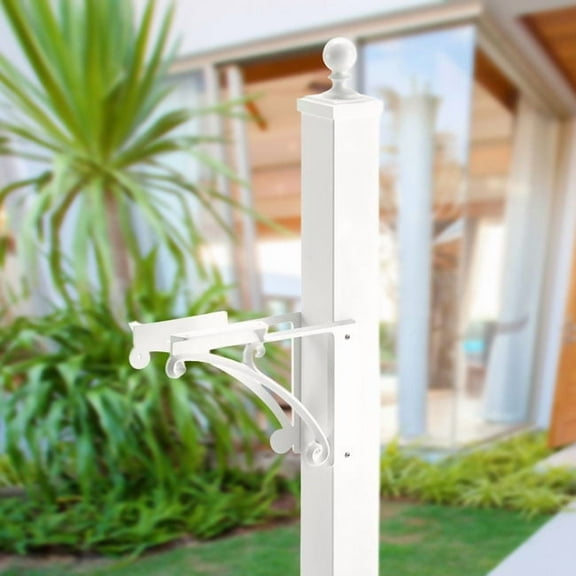 Whitehall Deluxe Mailbox Post & Brackets, White