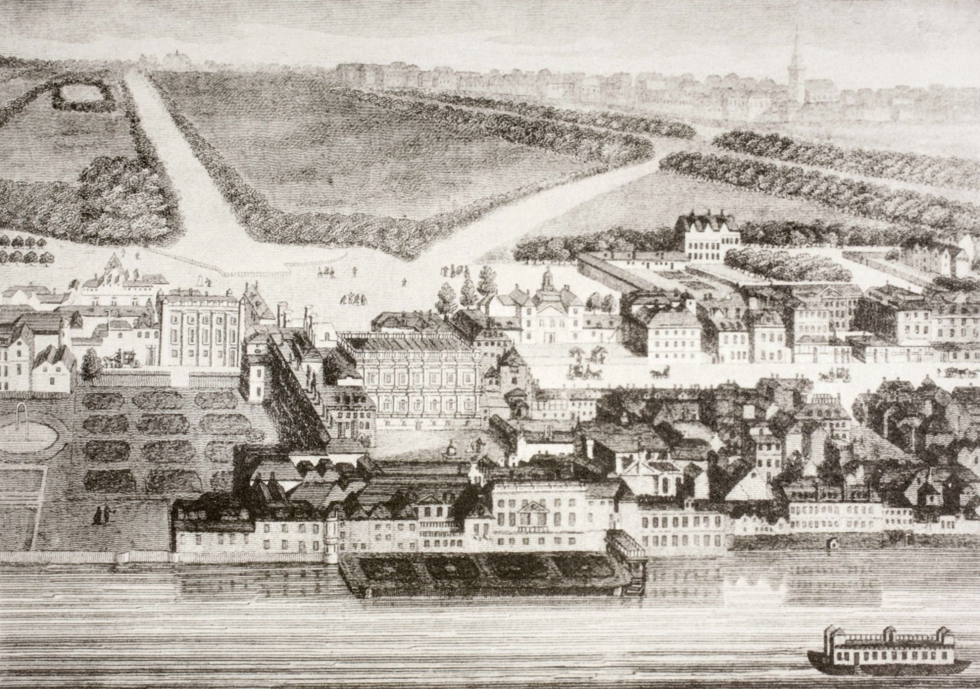 Whitehall Palace As It Appeared In The 17Th Century During The Reign Of James Ii From Memoirs Of The Martyr King By Allan Fea Published 1905 Canvas Art - Ken Welsh Design Pics (17 x 12)