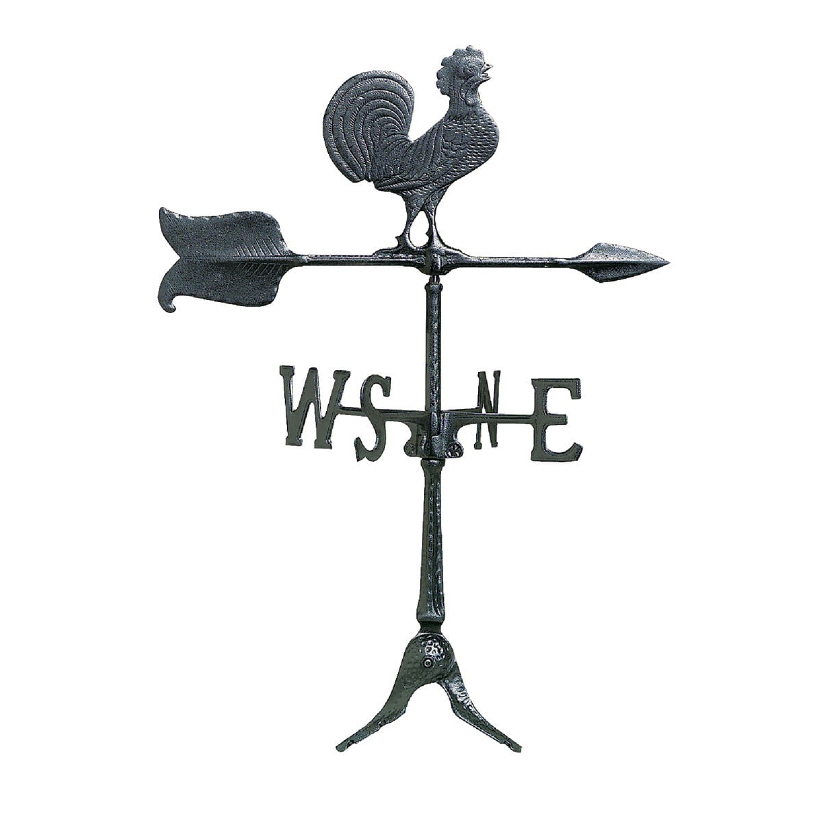 24-Inch Black Aluminum Rooster Weathervane with Directional Letters