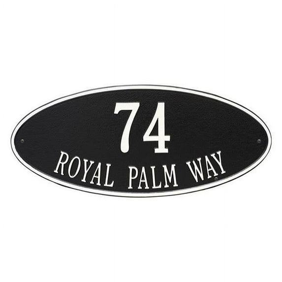 Whitehall Products 4010BW Estate Wall Two Line Madison Oval Address Plaque, Black & White