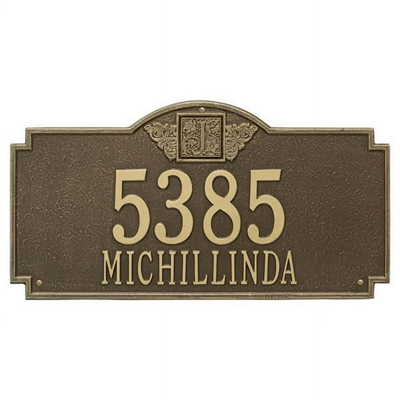 Whitehall Products 5004AB Estate Wall Two Line Monogram Address Plaque, Antique Brass