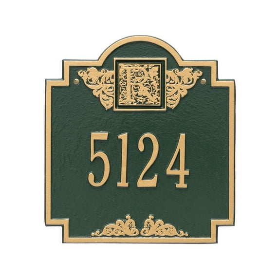 Whitehall Products 5005GG Standard Wall One Line Monogram Address Plaque, Green & Gold