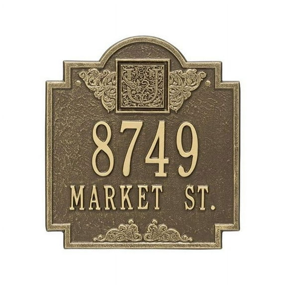 Whitehall Products 5006AB Standard Wall Two Line Monogram Address Plaque, Antique Brass