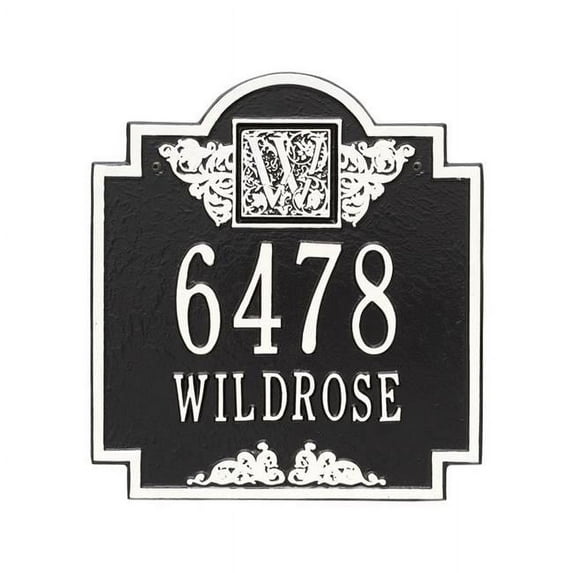 Whitehall Products 5006BW Standard Wall Two Line Monogram Address Plaque, Black & White