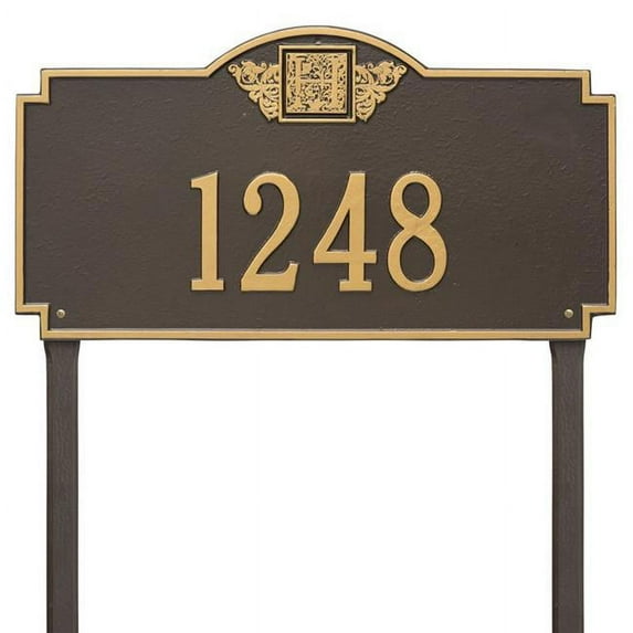 Whitehall Products 5103OG Estate Lawn One Line Monogram Address Plaque, Bronze & Gold