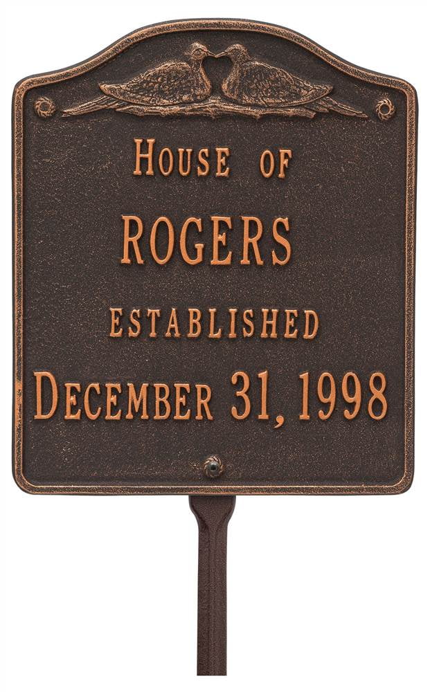 Whitehall Products 5109OB Standard Lawn Two Line Wedding Address Plaque