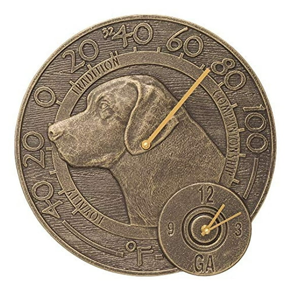 Whitehall Products Labrador Thermometer Clock French Bronze