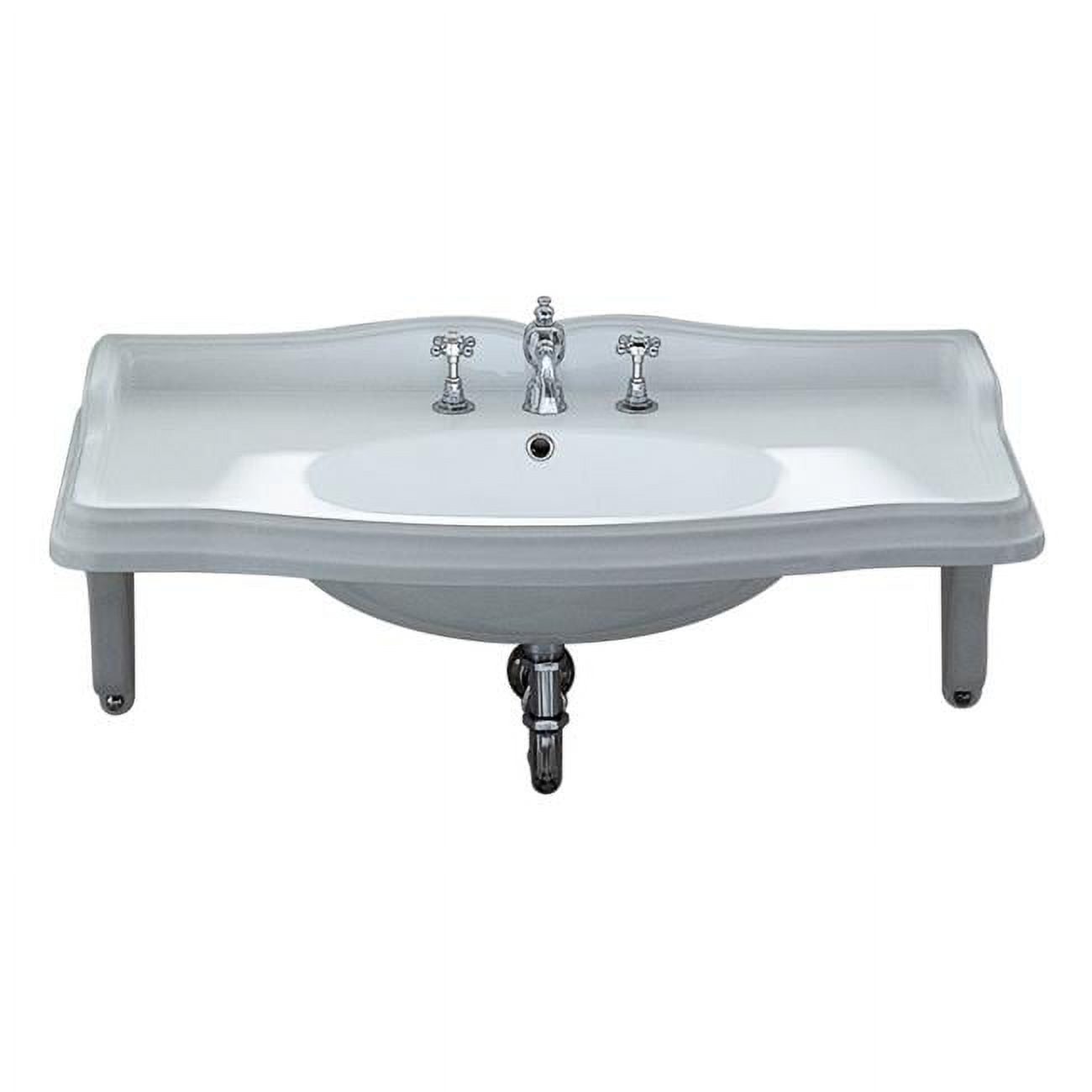 Large White Ceramic Wall-Mount Basin with Oval Bowl
