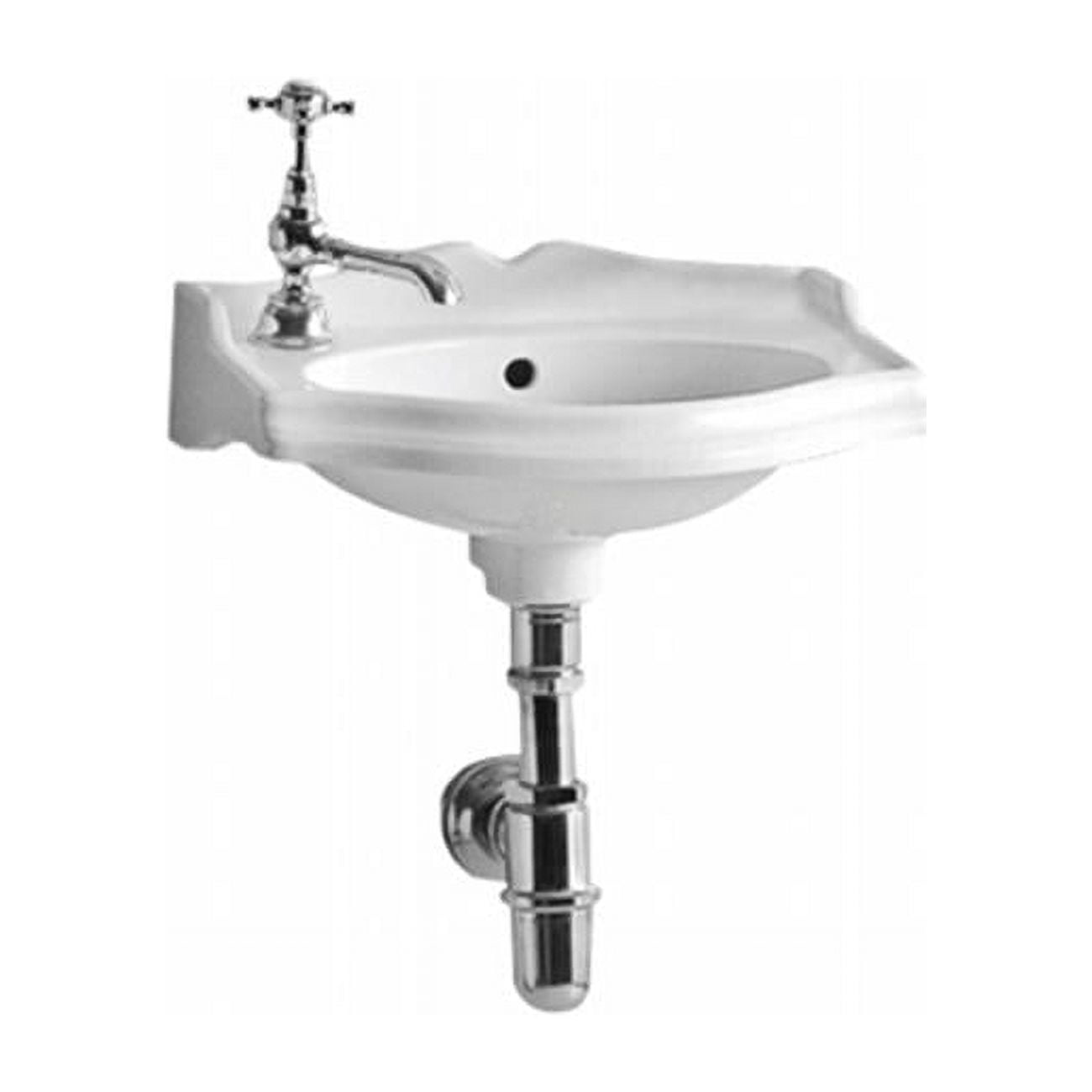 White Ceramic Wall-Mount Rectangular Bathroom Sink with Overflow