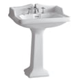 thumbnail image 1 of Isabella Collection Traditional Pedestal with an Integrated large Rectangular Bowl, Widespread Faucet Drilling, Backsplash, Dual Soap Ledges, Decorative Trim and Overflow - White, 1 of 2