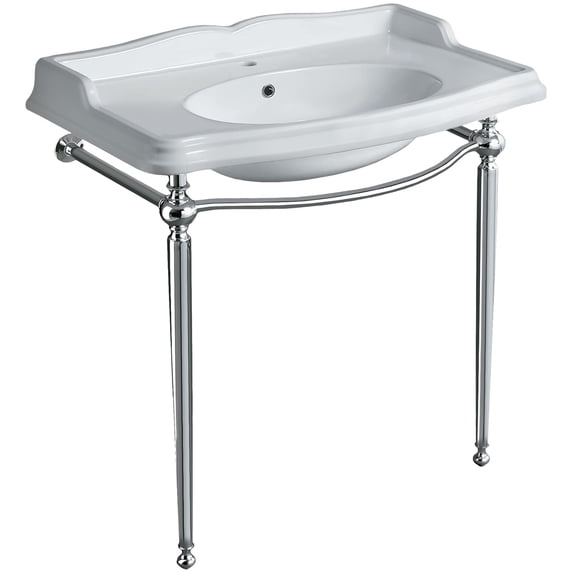 Britannia Large Rectangular Sink Console with Front Towel Bar and Single Faucet Hole Drill