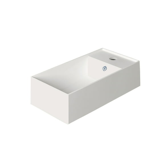 Whitehaus Britannia Rectangular Wall Mount Basin with Right Single Hole Drill