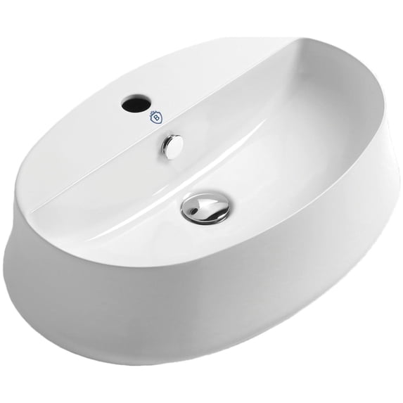 Alfi Trade White Oval Above Mount Basin With Single Faucet Hole Drill B-SH05