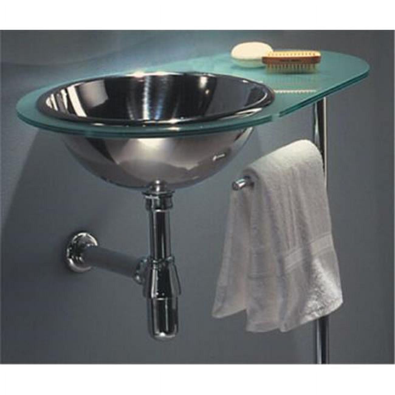 Aqua Laminated Matte Glass Wall-Mount Countertop with Stainless Steel Basin