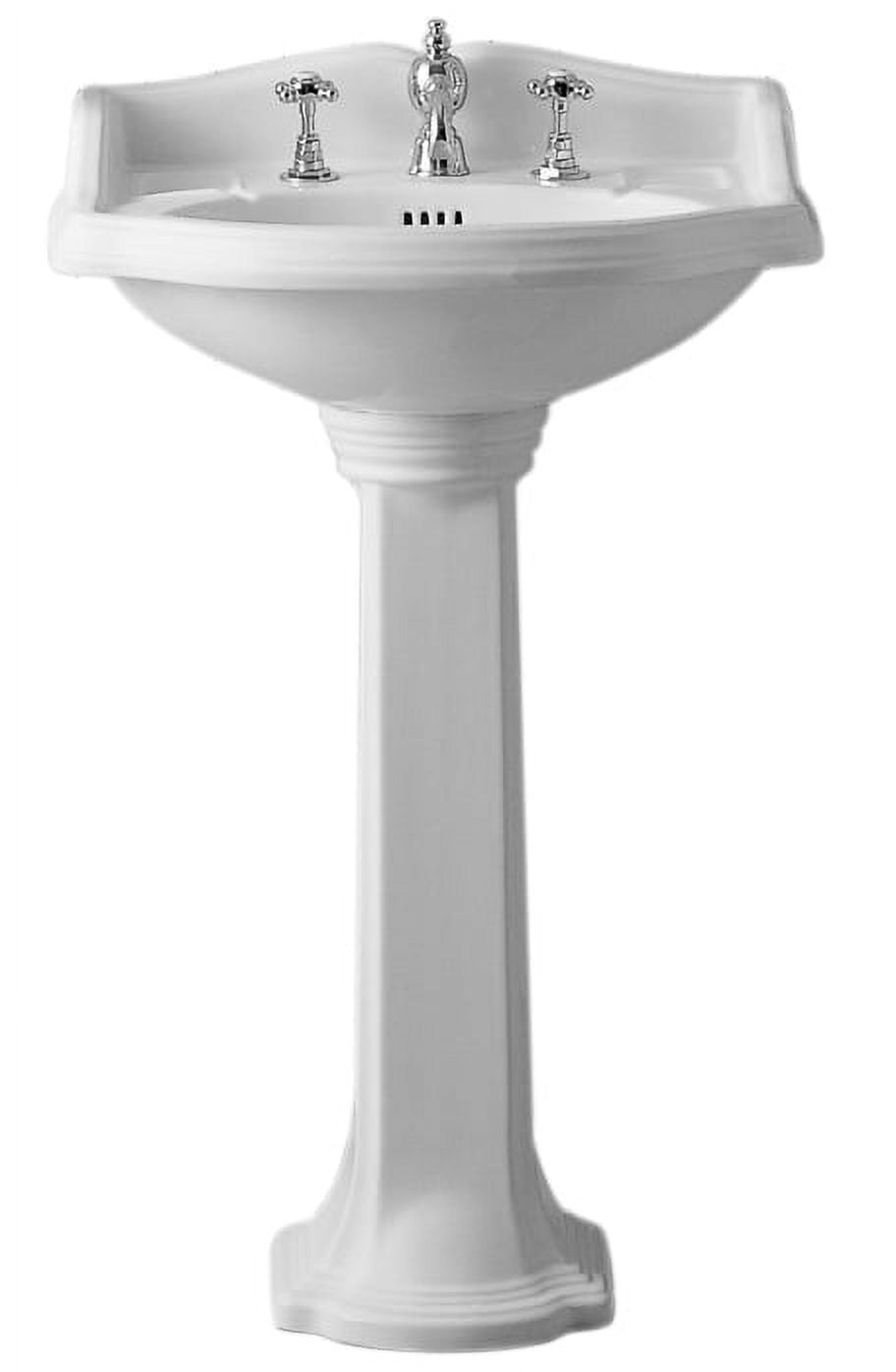 White Ceramic Pedestal Sink with Integrated Oval Bowl